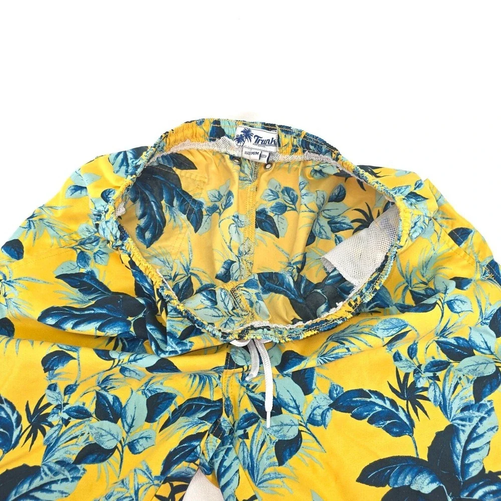 Trunks Surf & Swim Board Shorts Mens Medium Floral Print Elastic Waist No Lining